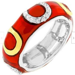 Silver Red Enamel Eternity Ring Size 7 8 9 10 Band
